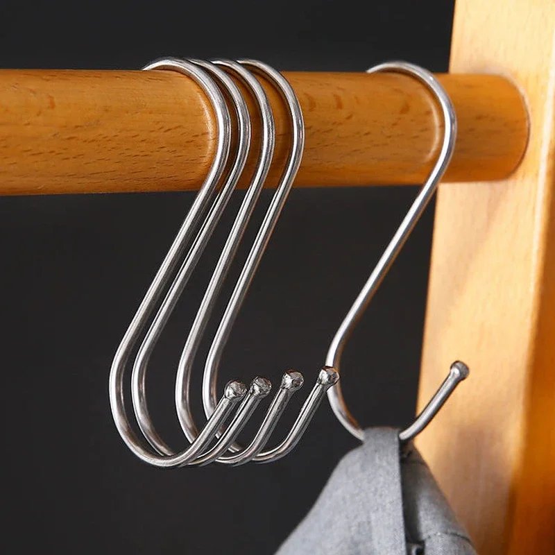 Stainless Steel S Hooks with Sharp Tip Utensil Meat Clothes Hanger Hanging Hooks for Butcher Shop Kitchen Baking Tools