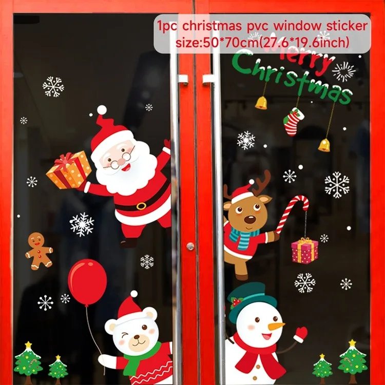 Christmas Window Stickers Christmas Wall Sticker Kids Room Wall Decals Merry Christmas Decorations For Home New Year Stickers