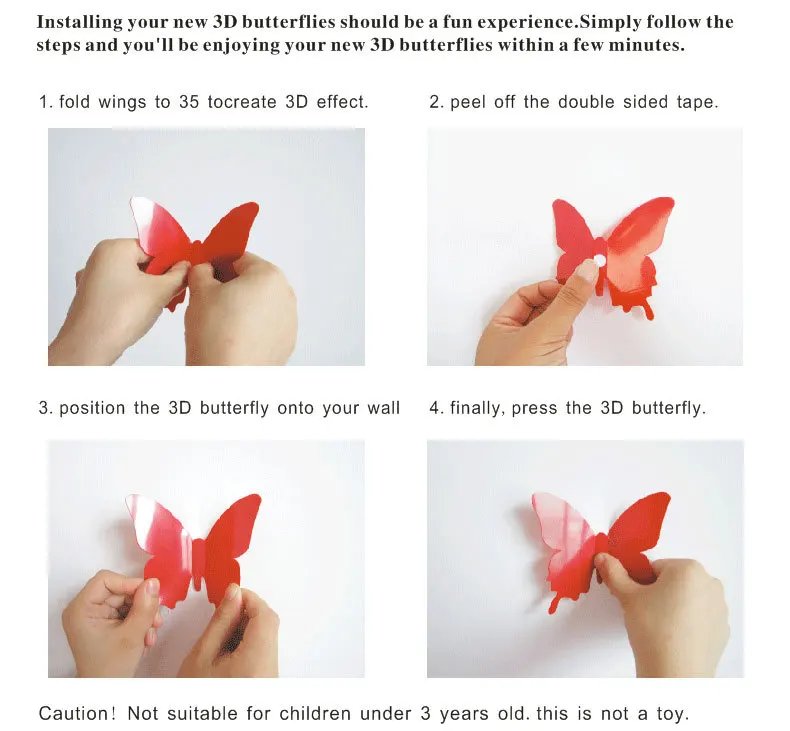 New Style 12Pcs Double Layer 3D Butterfly Wall Stickers Home Room Decor Butterflies For Wedding Decoration Magnet Fridge Decals New Style 12Pcs Double Layer 3D Butterfly Wall Stickers Home Room Decor Butterflies For Wedding Decoration Magnet Fridge Decals