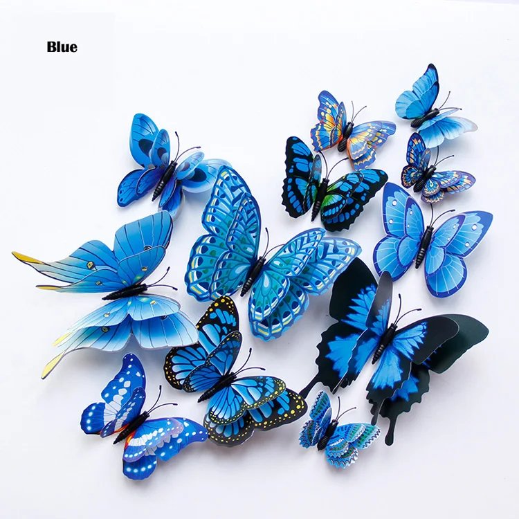 New Style 12Pcs Double Layer 3D Butterfly Wall Stickers Home Room Decor Butterflies For Wedding Decoration Magnet Fridge Decals New Style 12Pcs Double Layer 3D Butterfly Wall Stickers Home Room Decor Butterflies For Wedding Decoration Magnet Fridge Decals