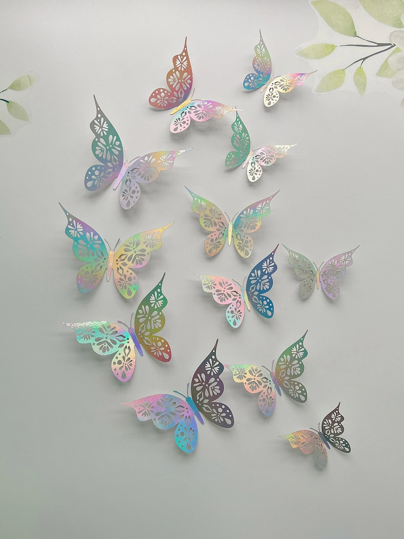 12 Pieces 3D Hollow Butterfly Wall Sticker Bedroom Living Room Home Decoration Paper Butterfly