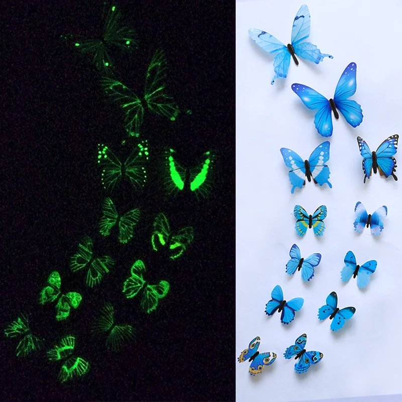 12Pcs/Set Luminous Butterfly Wall Stickers Living Room Butterflies For Wedding Party Decoration Home 3D Fridge Decals Wallpaper 12Pcs/Set Luminous Butterfly Wall Stickers Living Room Butterflies For Wedding Party Decoration Home 3D Fridge Decals Wallpaper
