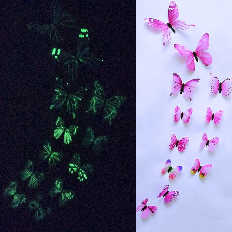 12Pcs/Set Luminous Butterfly Wall Stickers Living Room Butterflies For Wedding Party Decoration Home 3D Fridge Decals Wallpaper 12Pcs/Set Luminous Butterfly Wall Stickers Living Room Butterflies For Wedding Party Decoration Home 3D Fridge Decals Wallpaper
