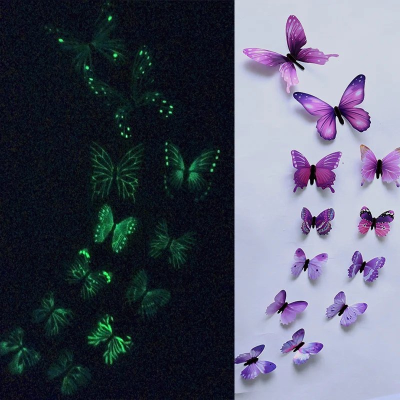 12Pcs/Set Luminous Butterfly Wall Stickers Living Room Butterflies For Wedding Party Decoration Home 3D Fridge Decals Wallpaper 12Pcs/Set Luminous Butterfly Wall Stickers Living Room Butterflies For Wedding Party Decoration Home 3D Fridge Decals Wallpaper