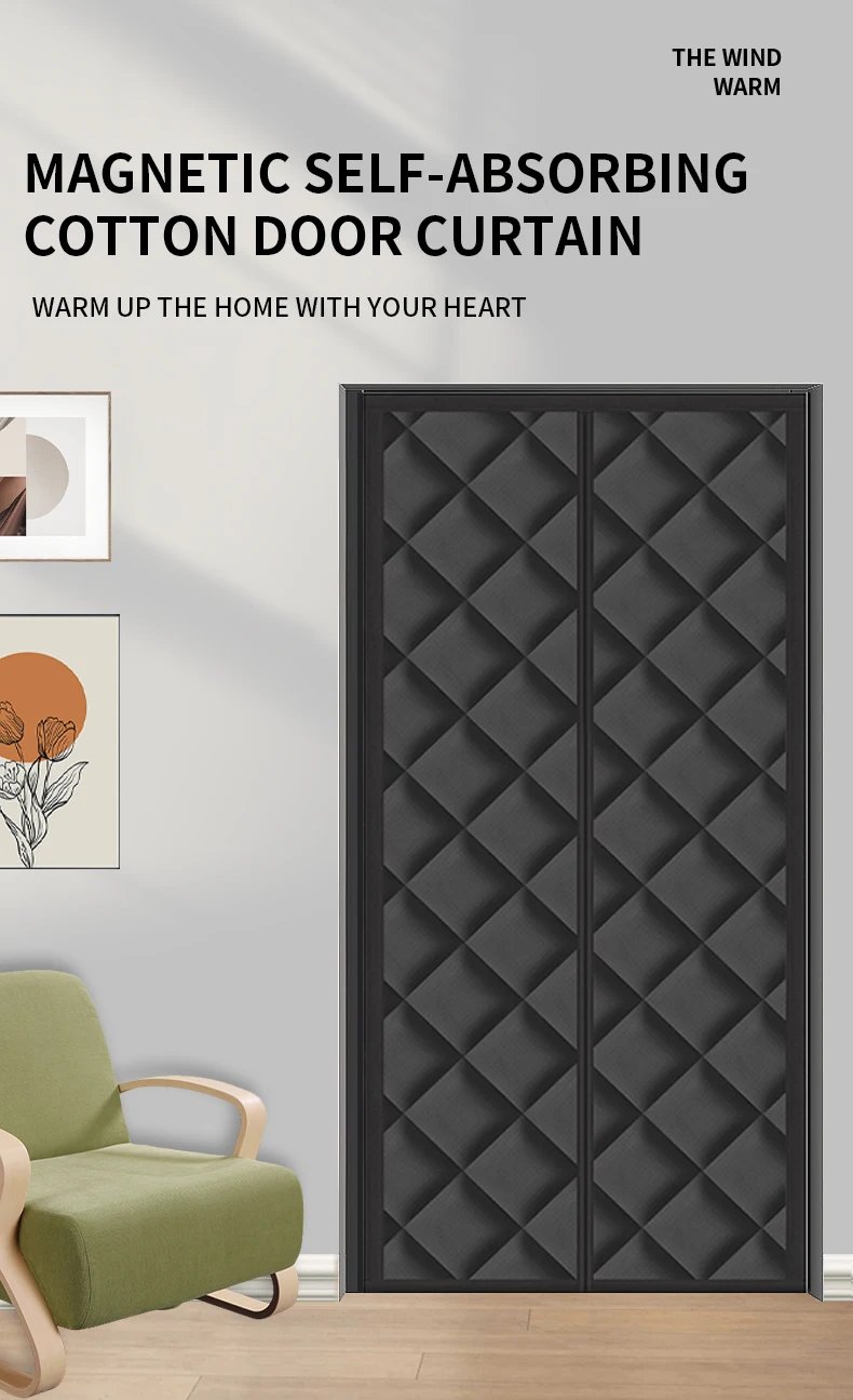 Winter Windproof Door Curtain for Doorways Thermal Insulation Thick Self Absorbing Anti Cold Air Cotton Front Curtain Bedroom