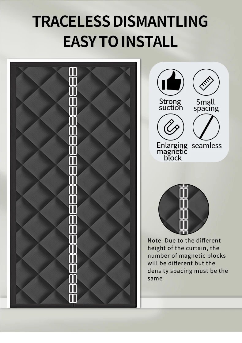 Winter Windproof Door Curtain for Doorways Thermal Insulation Thick Self Absorbing Anti Cold Air Cotton Front Curtain Bedroom