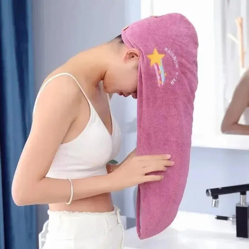 Quick Drying Hair Hat Super Absorbent Soft Bathroom Women Head Towels Girls Cute Hair Towel Hair Dry Wrap Bonnets