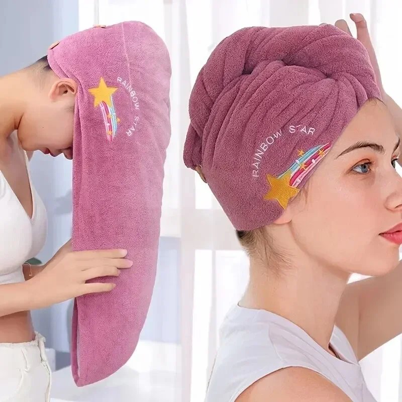 Quick Drying Hair Hat Super Absorbent Soft Bathroom Women Head Towels Girls Cute Hair Towel Hair Dry Wrap Bonnets