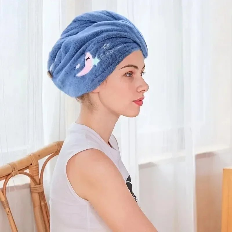 Quick Drying Hair Hat Super Absorbent Soft Bathroom Women Head Towels Girls Cute Hair Towel Hair Dry Wrap Bonnets