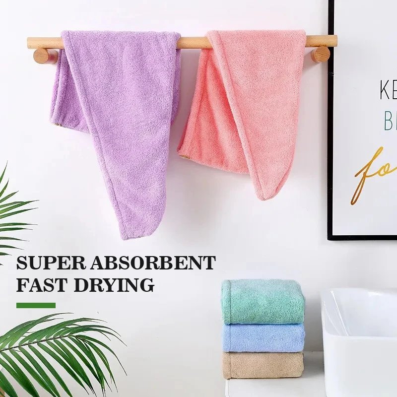 Microfiber Hair Towel Wrap for Women, Shower Spa Head Wrap Hair Drying Hat Turban Microfiber Terry Dry Absorbent Quick Dry Hair