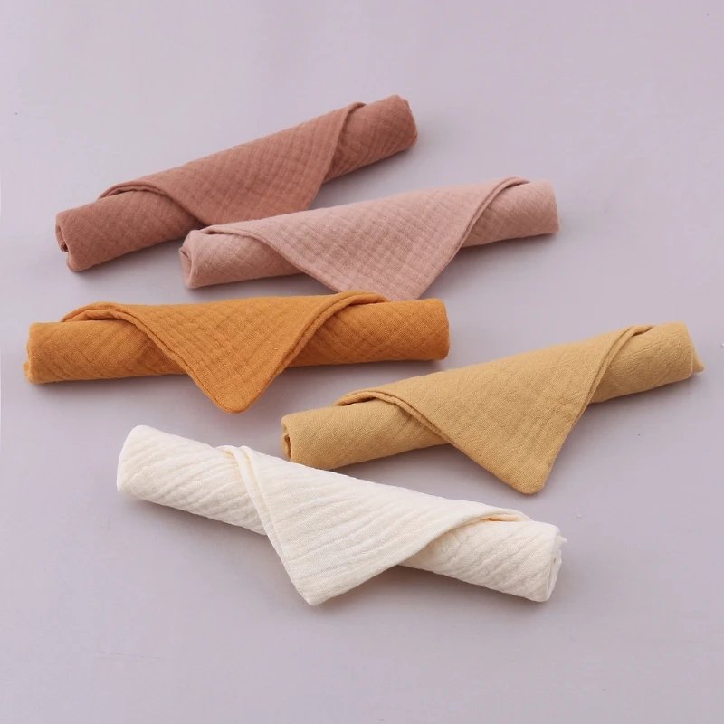 5pcs/Set Square Cotton Baby Face Towel Handkerchief Soft Absorbent Gauze Baby Towel Kids Feeding Bibs Burp Cloths Washcloth