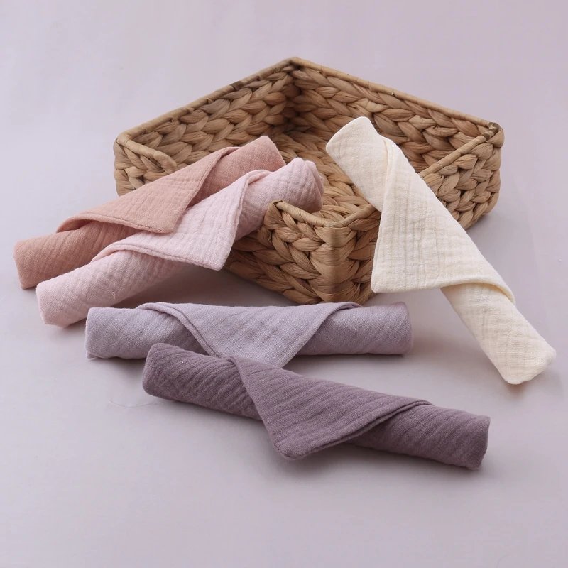 5pcs/Set Square Cotton Baby Face Towel Handkerchief Soft Absorbent Gauze Baby Towel Kids Feeding Bibs Burp Cloths Washcloth