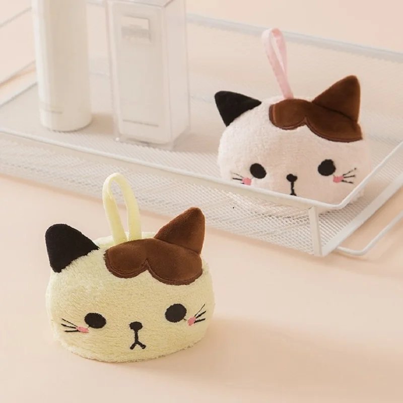 Cute Cat Kitchen Cleaning Towel Hanging Hand Towels Absorbent  Dishcloths Coral Velvet Soft Cleaning Cloth Rag