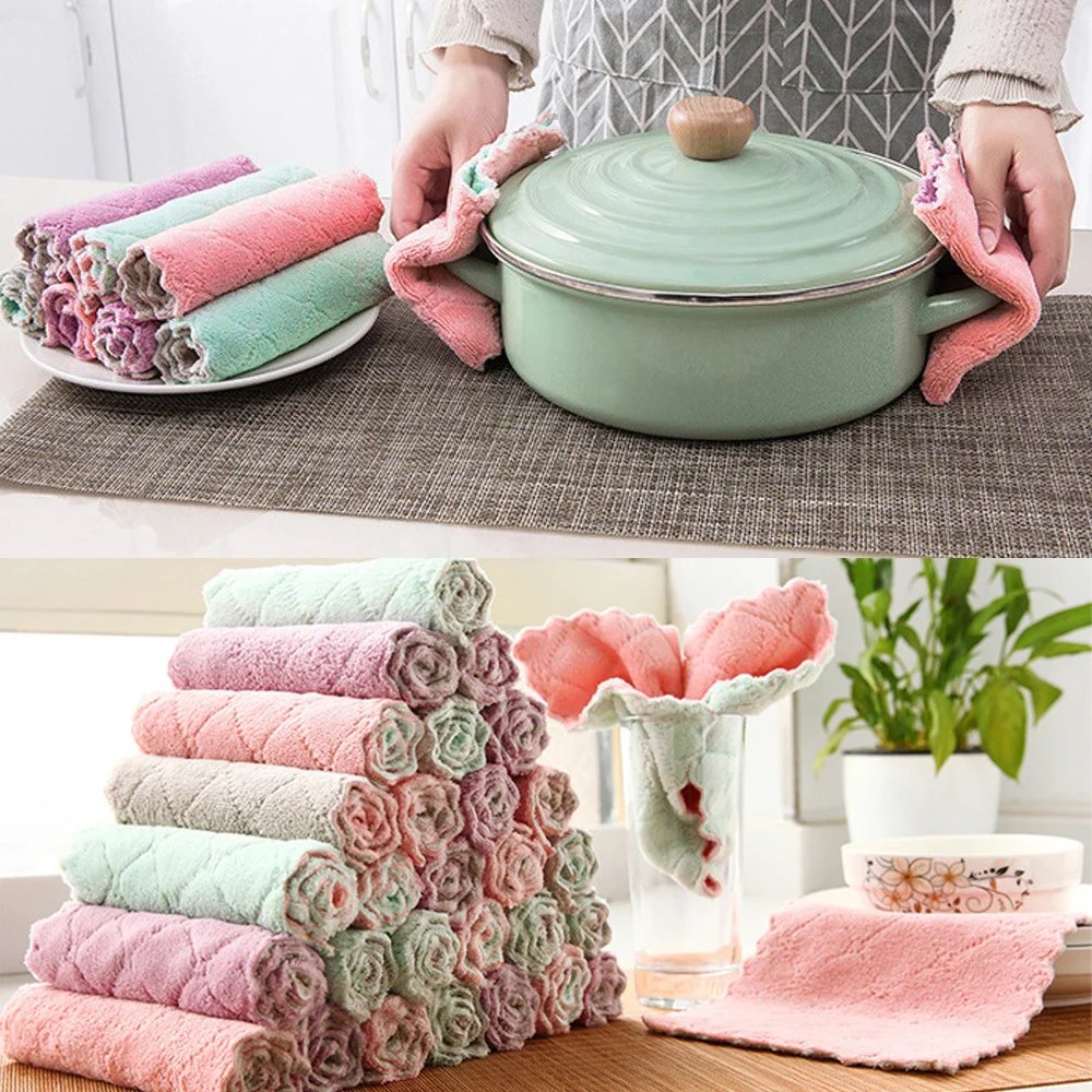 10/20pcs Kitchen Towels And Dishcloths Rag Set Small Dish Towels For Washing Dishes Dish Rags For Cooking Baking-Random Color