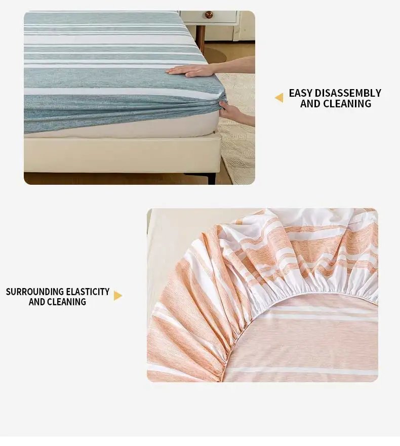3-Piece Striped Fitted Sheet Set &ndash; Luxuriously Soft & Breathable &ndash; Includes 1 Fitted Sheet and 2 Pillowcases for Cozy Sleep &ndash; Pe