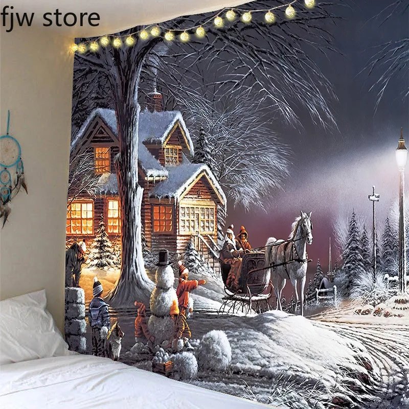 Christmas decoration tapestry Santa Claus tree Snowman wall hanging living room New Year home Christmas decoration tapestry Santa Claus tree Snowman wall hanging living room New Year home