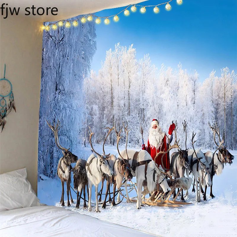 Christmas decoration tapestry Santa Claus tree Snowman wall hanging living room New Year home Christmas decoration tapestry Santa Claus tree Snowman wall hanging living room New Year home