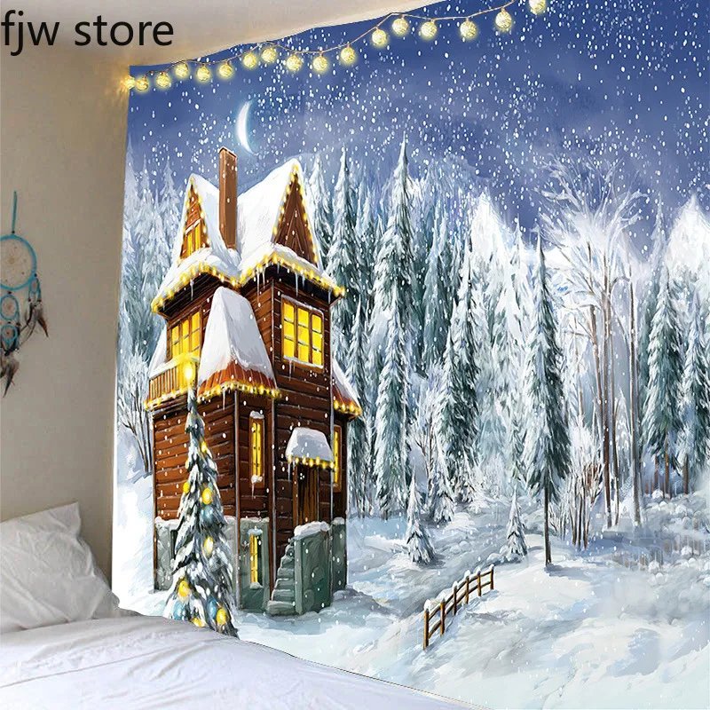 Christmas decoration tapestry Santa Claus tree Snowman wall hanging living room New Year home Christmas decoration tapestry Santa Claus tree Snowman wall hanging living room New Year home