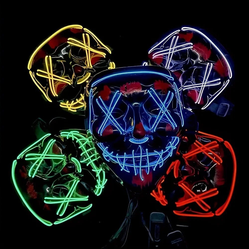 halloween masks of terror led face light mask Scary Scream Bright Mask For Carnival Halloween Costumes For Men glow in the dark