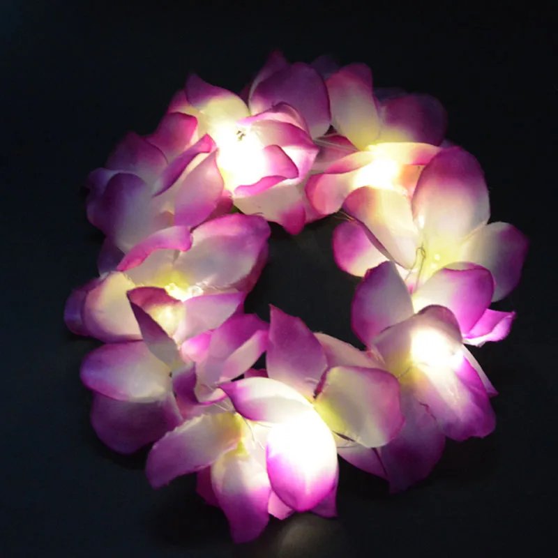 1pcs Women Girl LED Hawaii Hawaiian Lei Headband Glow Light up Flower Crown Wreath Birthday  Party    navidad  Halloween