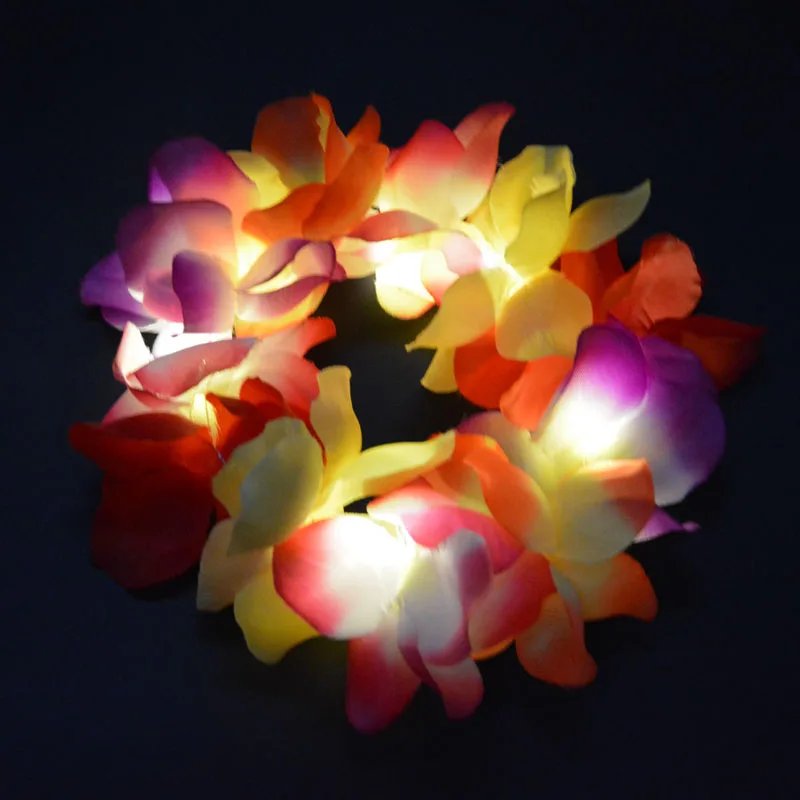 1pcs Women Girl LED Hawaii Hawaiian Lei Headband Glow Light up Flower Crown Wreath Birthday  Party    navidad  Halloween