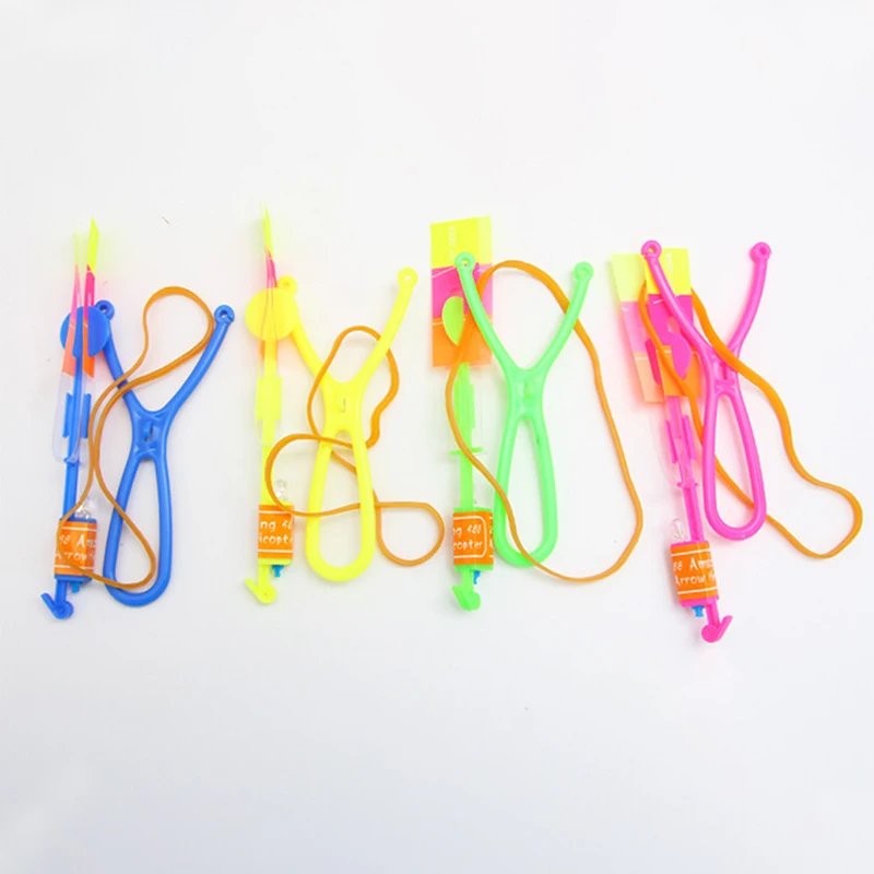 1/3/5/10pcs Amazing Light Toy Arrow Rocket Helicopter Flying Toy LED Light Toys Party Rubber Band Catapult Glow In The Dark