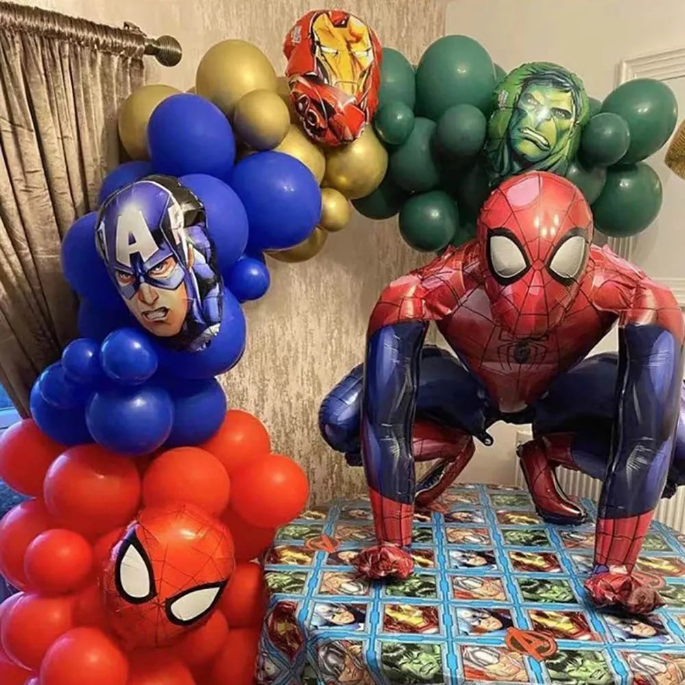 Big Superhero 3D Spiderman Iron Man 3D Stand Balloon for Boy Kid Toddler Happy Birthday Party Decoration Air Toy Globos
