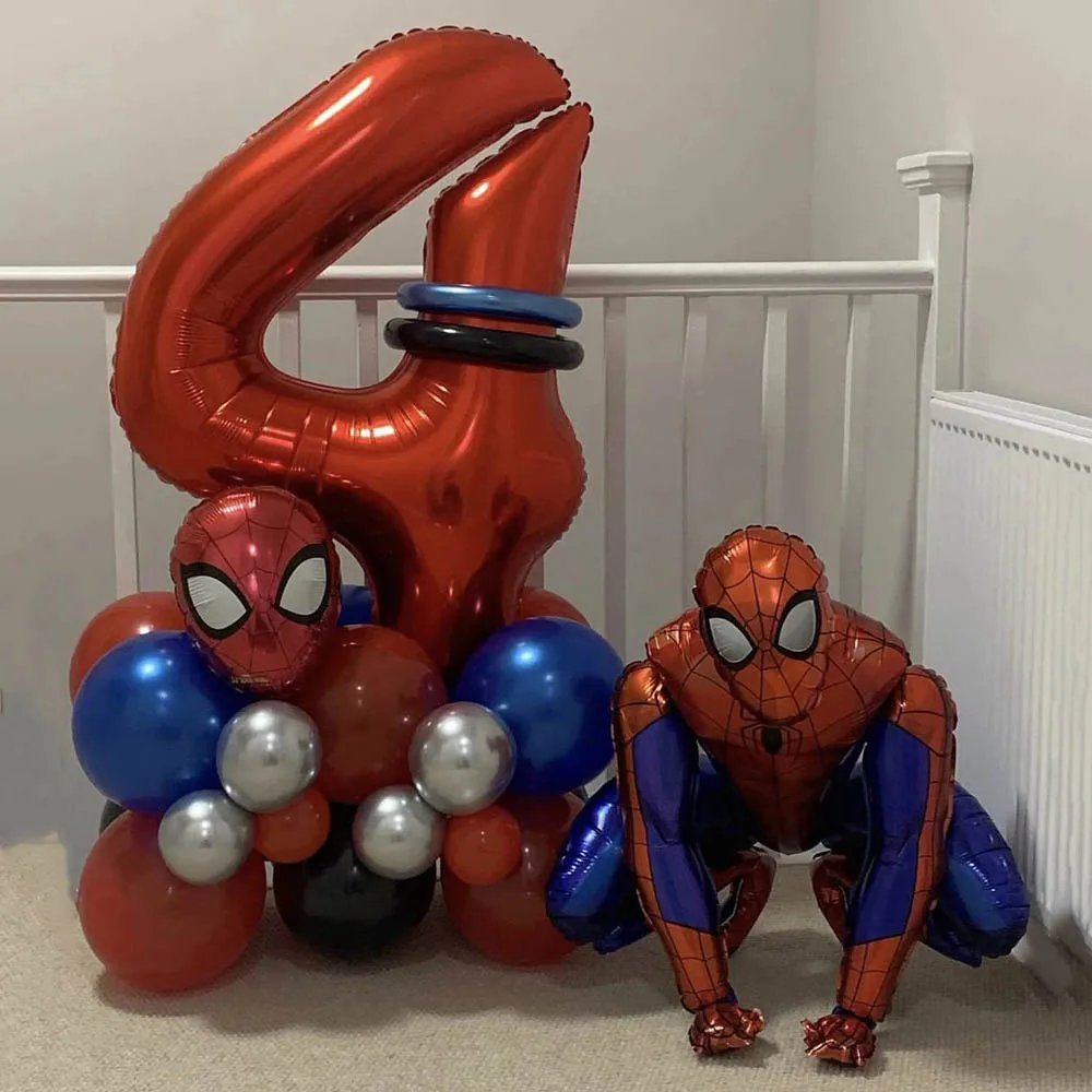 Big Superhero 3D Spiderman Iron Man 3D Stand Balloon for Boy Kid Toddler Happy Birthday Party Decoration Air Toy Globos