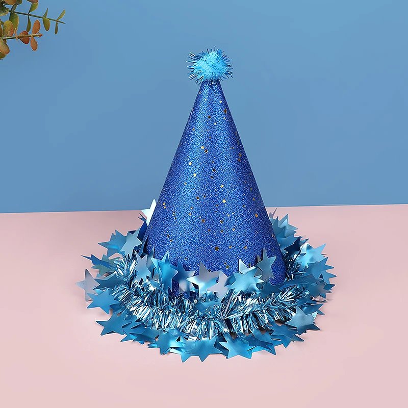 Birthday Party Sequin Cone Hats Glitter Stars Paper Cap Crown Dress Up Kid Birthday Party Decoration Xmas Hat Baby Shower Supply