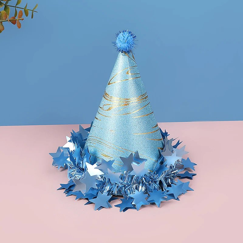 Birthday Party Sequin Cone Hats Glitter Stars Paper Cap Crown Dress Up Kid Birthday Party Decoration Xmas Hat Baby Shower Supply