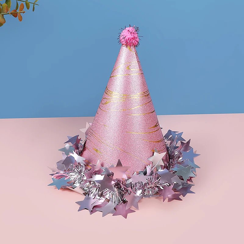 Birthday Party Sequin Cone Hats Glitter Stars Paper Cap Crown Dress Up Kid Birthday Party Decoration Xmas Hat Baby Shower Supply