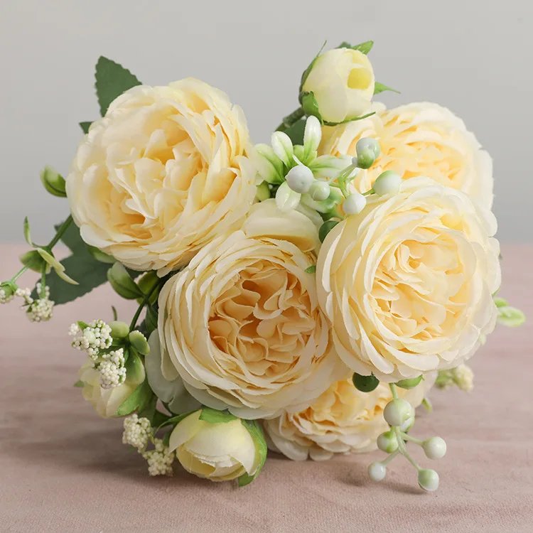 Hot Selling 1pcs/30cm Rose Pink Silk Bouquet Peony Artificial Flower 5 Big Head 4 Small Bud Bride Wedding Home Decoration Artifi Hot Selling 1pcs/30cm Rose Pink Silk Bouquet Peony Artificial Flower 5 Big Head 4 Small Bud Bride Wedding Home Decoration Artifi