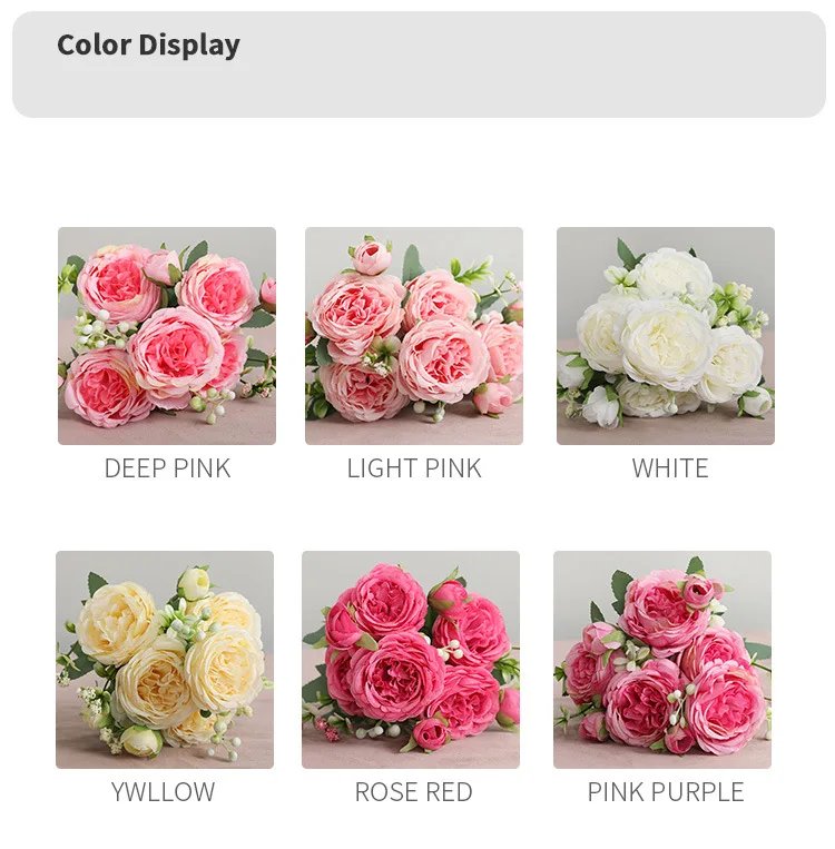 Hot Selling 1pcs/30cm Rose Pink Silk Bouquet Peony Artificial Flower 5 Big Head 4 Small Bud Bride Wedding Home Decoration Artifi Hot Selling 1pcs/30cm Rose Pink Silk Bouquet Peony Artificial Flower 5 Big Head 4 Small Bud Bride Wedding Home Decoration Artifi