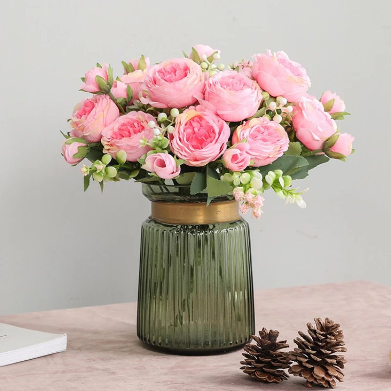 Hot Selling 1pcs/30cm Rose Pink Silk Bouquet Peony Artificial Flower 5 Big Head 4 Small Bud Bride Wedding Home Decoration Artifi Hot Selling 1pcs/30cm Rose Pink Silk Bouquet Peony Artificial Flower 5 Big Head 4 Small Bud Bride Wedding Home Decoration Artifi