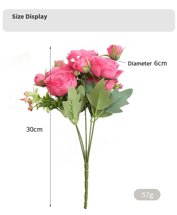 Hot Selling 1pcs/30cm Rose Pink Silk Bouquet Peony Artificial Flower 5 Big Head 4 Small Bud Bride Wedding Home Decoration Artifi Hot Selling 1pcs/30cm Rose Pink Silk Bouquet Peony Artificial Flower 5 Big Head 4 Small Bud Bride Wedding Home Decoration Artifi