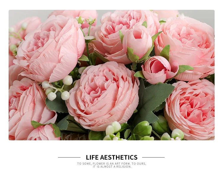 Hot Selling 1pcs/30cm Rose Pink Silk Bouquet Peony Artificial Flower 5 Big Head 4 Small Bud Bride Wedding Home Decoration Artifi Hot Selling 1pcs/30cm Rose Pink Silk Bouquet Peony Artificial Flower 5 Big Head 4 Small Bud Bride Wedding Home Decoration Artifi
