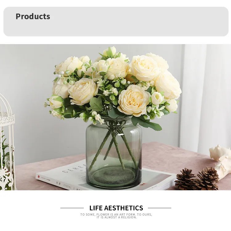 Hot Selling 1pcs/30cm Rose Pink Silk Bouquet Peony Artificial Flower 5 Big Head 4 Small Bud Bride Wedding Home Decoration Artifi Hot Selling 1pcs/30cm Rose Pink Silk Bouquet Peony Artificial Flower 5 Big Head 4 Small Bud Bride Wedding Home Decoration Artifi