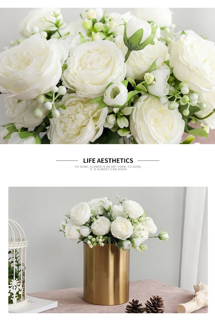 Hot Selling 1pcs/30cm Rose Pink Silk Bouquet Peony Artificial Flower 5 Big Head 4 Small Bud Bride Wedding Home Decoration Artifi Hot Selling 1pcs/30cm Rose Pink Silk Bouquet Peony Artificial Flower 5 Big Head 4 Small Bud Bride Wedding Home Decoration Artifi
