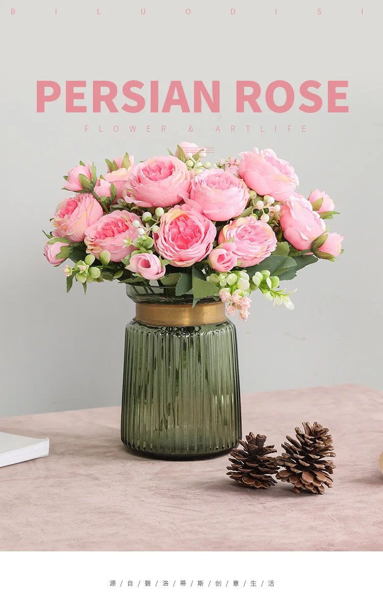 Hot Selling 1pcs/30cm Rose Pink Silk Bouquet Peony Artificial Flower 5 Big Head 4 Small Bud Bride Wedding Home Decoration Artifi Hot Selling 1pcs/30cm Rose Pink Silk Bouquet Peony Artificial Flower 5 Big Head 4 Small Bud Bride Wedding Home Decoration Artifi