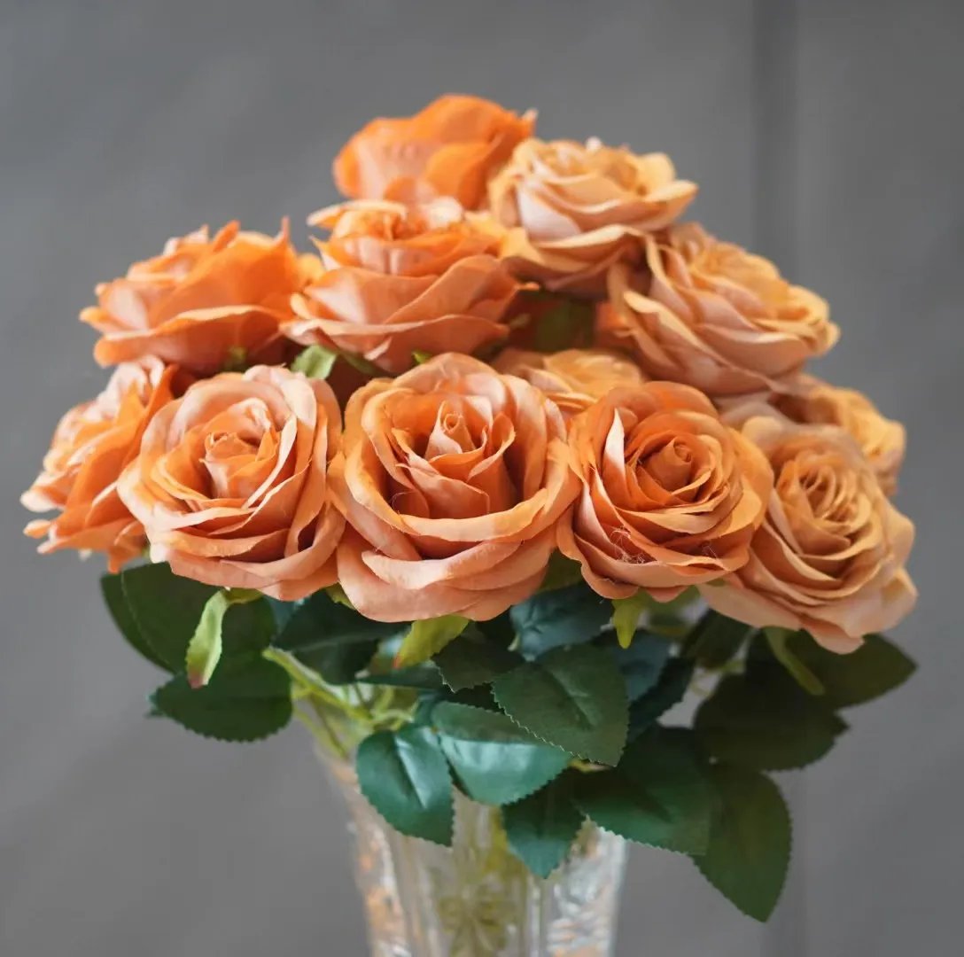 9 Heads Rose Bouquet Artificial Flower Wedding Rose Decor Scene Display Floral Gift Pink White Camellia