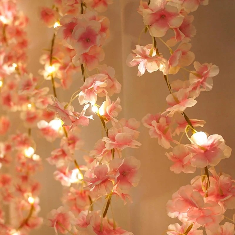 180CM Artificial Sakura Flowers Vine for Wedding Decoration Garden Arch Home Room Decor Party Bridal Fake Silk Outdoor Ornament