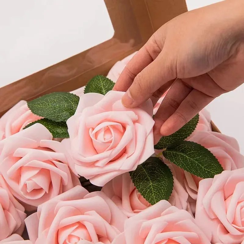 Rose Artificial Flowers 15/25/100pcs Foam Fake Roses Wedding Bouquets Centerpieces Mothers Day Valentines Gifts Party Decoration