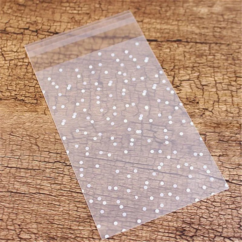 100Pcs/Lot Translucent Dots Plastic Cookie Packaging Bags Cupcake Wrapper Self Adhesive Bags Birthday Party Wedding Decorations