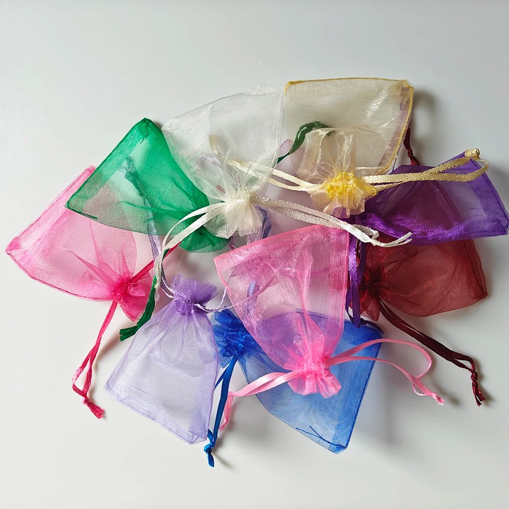 25/50/100pcs Organza Gift Bag Multicolor Drawstring Pouches For Candy Jewelry Bag Packing Wedding Gift Bags Organza Bag