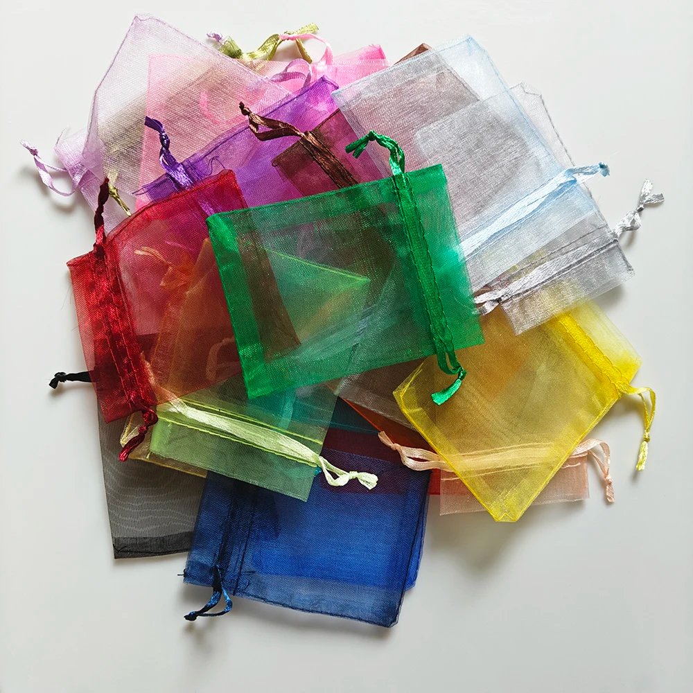 25/50/100pcs Organza Gift Bag Multicolor Drawstring Pouches For Candy Jewelry Bag Packing Wedding Gift Bags Organza Bag