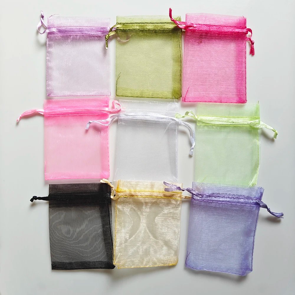 25/50/100pcs Organza Gift Bag Multicolor Drawstring Pouches For Candy Jewelry Bag Packing Wedding Gift Bags Organza Bag