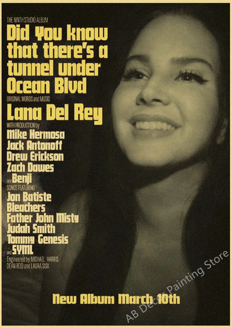 Lizzy Grant Lana Del Rey Posters Retro Kraft Paper Prints Music Album Poster Vintage Home Room Decor Aesthetic Art Wall Painting