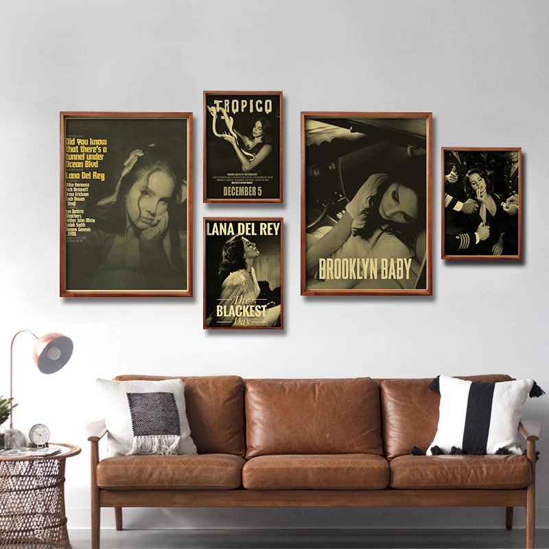 Lizzy Grant Lana Del Rey Posters Retro Kraft Paper Prints Music Album Poster Vintage Home Room Decor Aesthetic Art Wall Painting