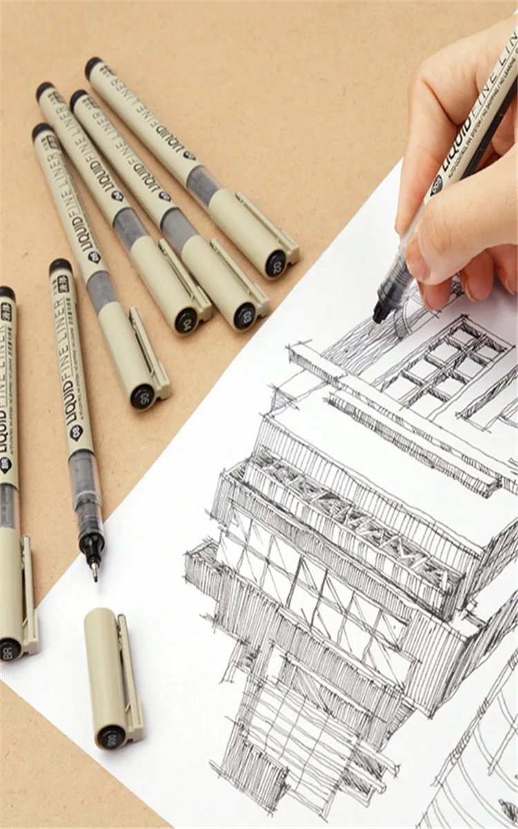 New Big Capacity Waterproof Ink Art Markers Brush Pen Sketch Drawing comics Pigment Line Pens Office School Stationery Supplies