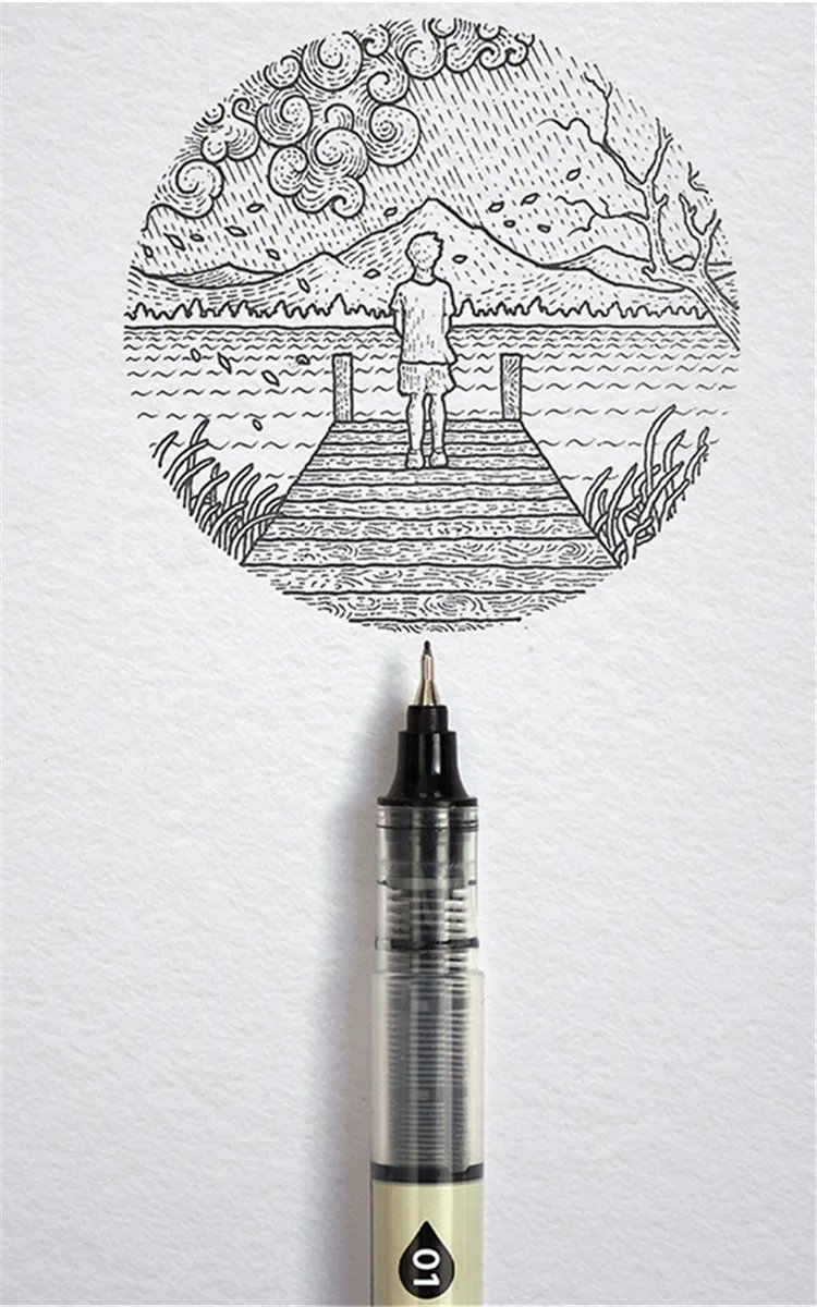 New Big Capacity Waterproof Ink Art Markers Brush Pen Sketch Drawing comics Pigment Line Pens Office School Stationery Supplies